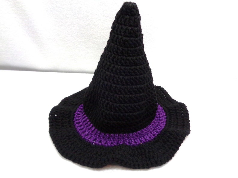 Witch's Hat, Crochet Halloween Costume, MADE TO ORDER by Charlene, Gift for Baby or Toddler, Black Witch's Pointy Hat, Girls Night Out image 6