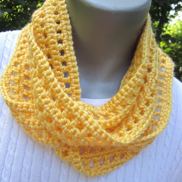 Spring Yellow Scarf, Thin Yellow Infinity Scarf, Lightweight Indoor or Outdoor Neckwear By CrochetedbyCharlene, Gift for Mom, Lightweight