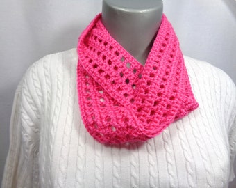 Bright Pink Scarf, Thin Infinity Scarf, Lightweight Indoor or Outdoor Perfect for Any Season MADE TO ORDER, Valentine's Day