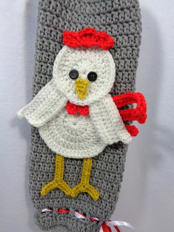 Chicken Plastic Bag Holder, Crochet Farm Decor, Walmart Bag Holder