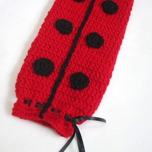 Crochet Plastic Bag Holder Ladybug Red and Black, Hostess Gift, Present for Teacher, Eco-friendly Bag Holder, MADE TO ORDER image 1