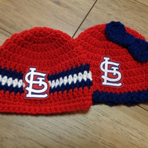 St. Louis STL Caps,  Made To Order by Charlene, St. Louis Cardinals Inspired, Newborn Photo Prop, Gift for New Baby, Cardinals Fans