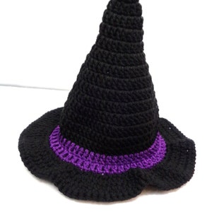 Witch's Hat, Crochet Halloween Costume, MADE TO ORDER by Charlene, Gift for Baby or Toddler, Black Witch's Pointy Hat, Girls Night Out image 4