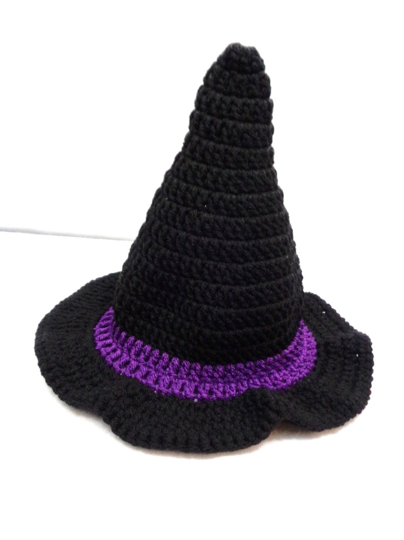 Witch's Hat, Crochet Halloween Costume, MADE TO ORDER by Charlene, Gift for Baby or Toddler, Black Witch's Pointy Hat, Girls Night Out image 4