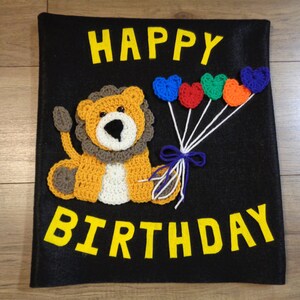 Happy Birthday Chair Cover for the Classroom or Home, Small Primary Felt and Crochet Chair Cover with Lion, MADE TO ORDER, Gift for Teacher image 6