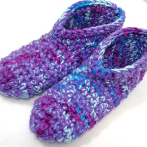 Purple Slippers, Crochet Size Medium Womens Houseshoes ~Gift for Grandma ~Warm and Cozy Socks by Charlene, Present for Friend