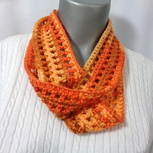 Shades of Orange Infinity Scarf: Lightweight Soft Yarn, Fall Fashion (MADE TO ORDER)