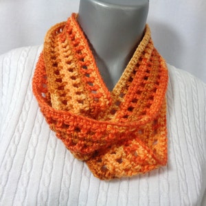 Shades of Orange Scarf, Thin Infinity Scarf, Lightweight Indoor or Outdoor Perfect for Fall with Soft Yarn, Gift for Mom, MADE TO ORDER image 1