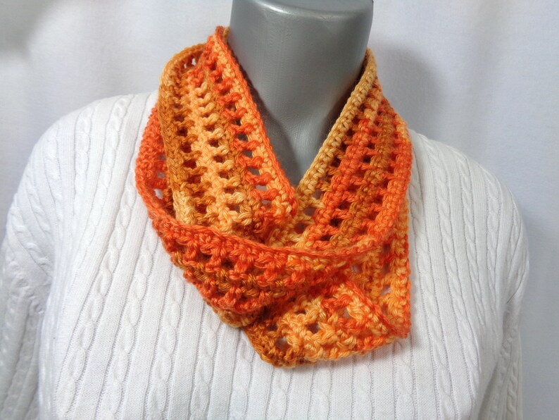 Shades of Orange Scarf, Thin Infinity Scarf, Lightweight Indoor or Outdoor Perfect for Fall with Soft Yarn, Gift for Mom, MADE TO ORDER image 1