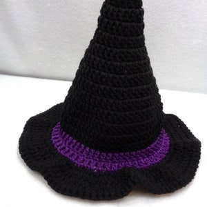 Witch's Hat, Crochet Halloween Costume, MADE TO ORDER by Charlene, Gift for Baby or Toddler, Black Witch's Pointy Hat, Girls Night Out image 8