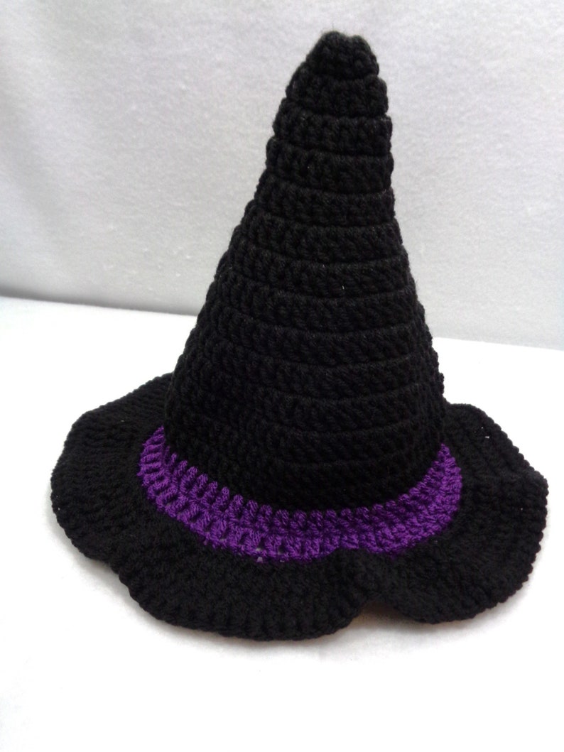 Witch's Hat, Crochet Halloween Costume, MADE TO ORDER by Charlene, Gift for Baby or Toddler, Black Witch's Pointy Hat, Girls Night Out image 8