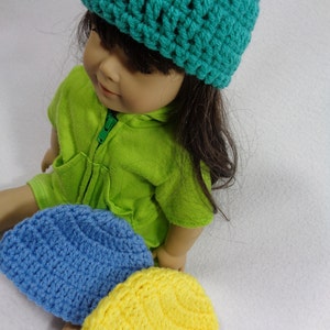 18 Inch Doll Hat, Crochet Beanie for American Girl, Winter Cap for Doll, Gift for Little Girl, Stocking Stuffer, Birthday Party Favor image 3