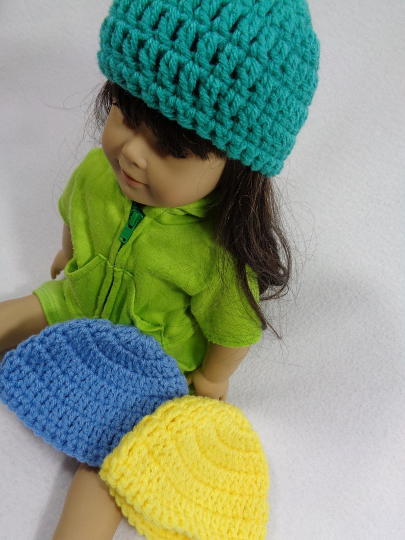 18 Inch Doll Hat, Crochet Beanie for American Girl, Winter Cap for Doll, Gift for Little Girl, Stocking Stuffer, Birthday Party Favor image 3