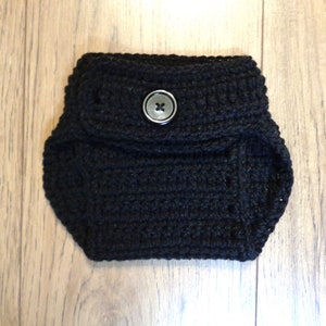 Black Diaper Cover, 0 to 3 Months Adjustable, Matching Diaper Cover for Your Hat, Choose Your Color, Crochet Diaper Cover, MADE TO ORDER image 2