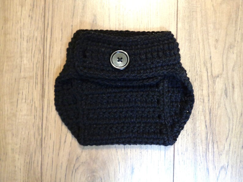 Black Diaper Cover, 0 to 3 Months Adjustable, Matching Diaper Cover for Your Hat, Choose Your Color, Crochet Diaper Cover, MADE TO ORDER image 2
