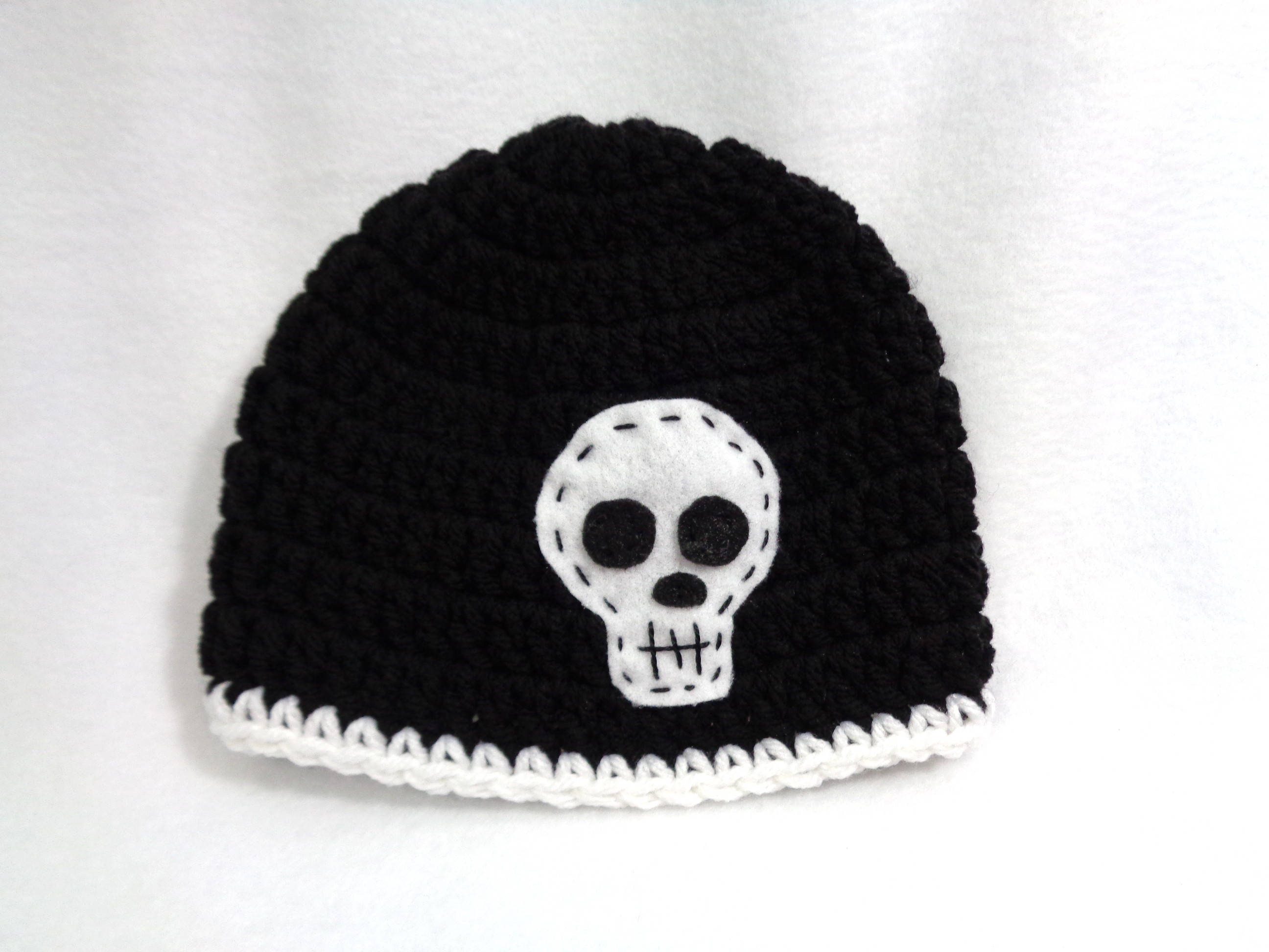 Black Skull Stocking Cap Crochet MADE TO ORDER Halloween Hat | Etsy