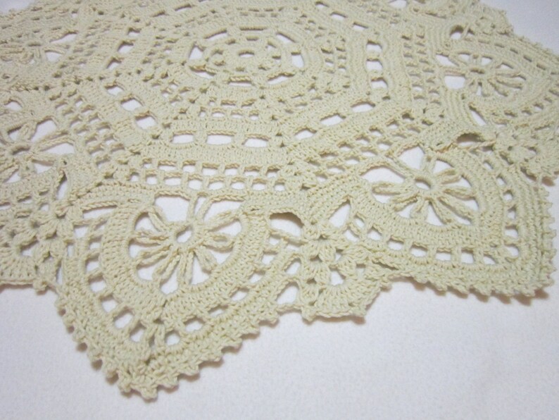 Crochet Ecru Doily Table Cover for Round Table by Charlene Etsy