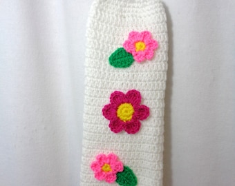 Pink Flowers Plastic Bag Holder, Crochet Decor, Walmart Bag Holder by Charlene, Gift for Mother's Day, MADE TO ORDER, Garden Decor