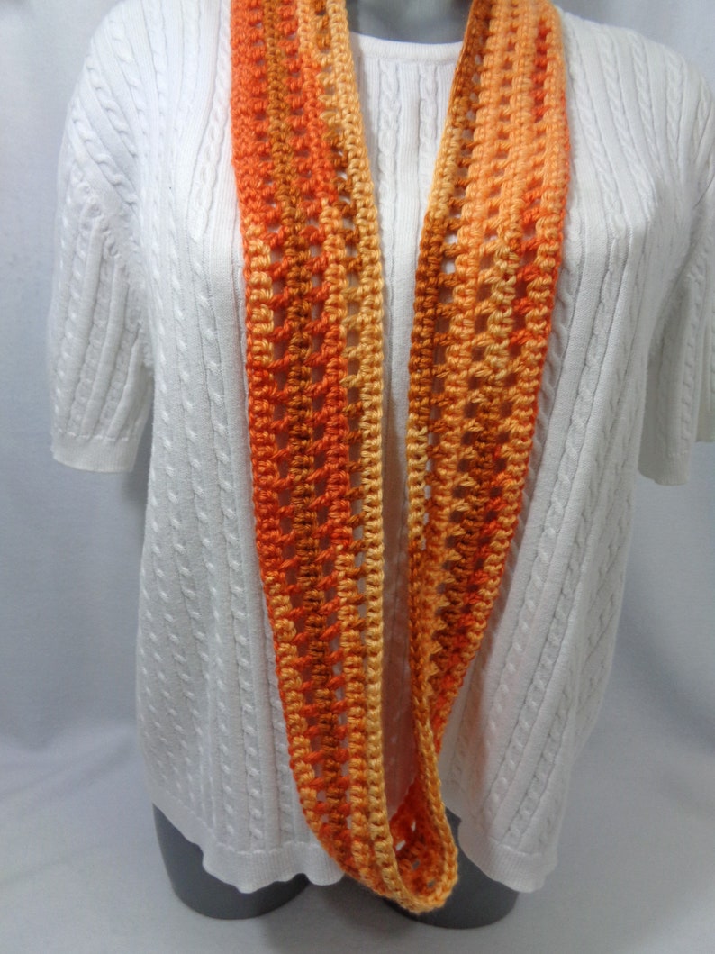 Shades of Orange Scarf, Thin Infinity Scarf, Lightweight Indoor or Outdoor Perfect for Fall with Soft Yarn, Gift for Mom, MADE TO ORDER image 2
