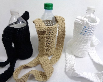 Water Bottle Holder You Pick the Color One Holder Cotton Material, Crochet Beverage Bottle Holder for 16.9 to 20 Ounce Drinks, Bottle Cozie