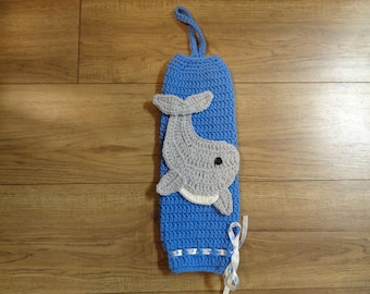 Gray Whale Plastic Bag Holder, Crochet Nursery Decor, Walmart Bag Holder by Charlene, Gift for Mom, READY TO SHIP