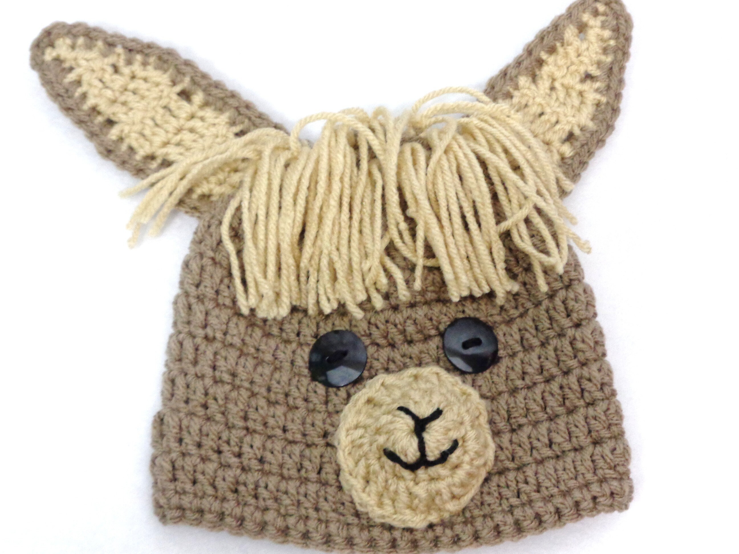 Llama Baby Hat Crochet Tan Llama Cap MADE TO ORDER by | Etsy