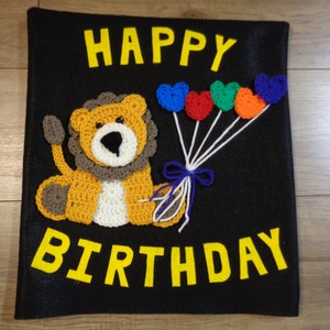 Happy Birthday Chair Cover for the Classroom or Home, Small Primary Felt and Crochet Chair Cover with Lion, MADE TO ORDER, Gift for Teacher image 5