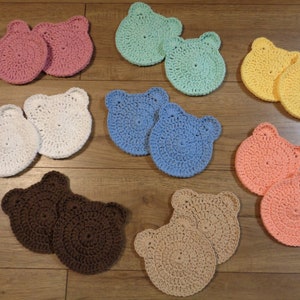 All Cotton Crochet Baby Washcloths, Bear Washcloths, Shower Gift, Set of Two, Woodland Theme Decor, Made to Order