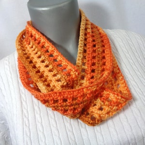 Shades of Orange Scarf, Thin Infinity Scarf, Lightweight Indoor or Outdoor Perfect for Fall with Soft Yarn, Gift for Mom, MADE TO ORDER image 4