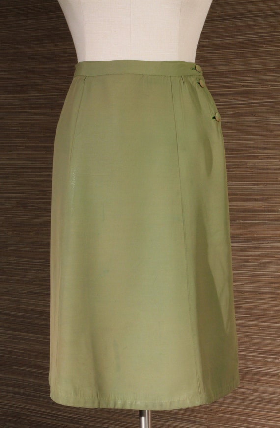 Olive Green Rayon Pencil Skirt 25 Waist 1950s 1960s | Etsy