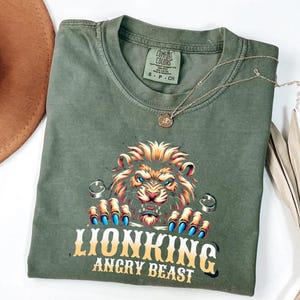 Fierce Lion Graphic Tee: Comfort Colors Vintage Style Shirt
