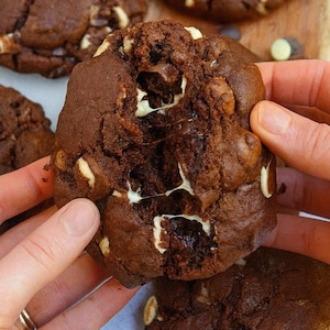 RECIPES- Triple Chocolate NYC Cookies | Thick Chunky New York Style Cookies | Gourmet Cookie Recipe | Drop Cookies