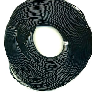2 mm Black Round Leather Cord 100 Meter Hank