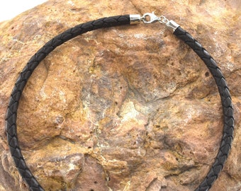 5 mm Dark Chocolate Brown Braided Leather Cord Necklace (Choker) -your choice of size