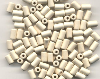 Package of 100 Ivory Ceramic Beads 6X10 mm, hole about 2.5 mm #21 Ivory