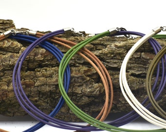 3 Strand of 2mm Greek Leather Cord Necklace/Chocker with Stainless Clasp and Caps-Your Choice of Color and Length