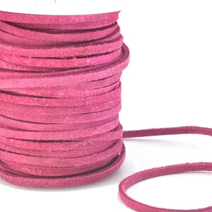 Pink 3 mm  Flat Suede Leather Lace 25 M Spool.  (Not Available For Export)