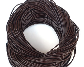  KONMAY 2.0mm Round Real Leather Cord, 25 Yards Distressed Brown  Leather String Cord for Jewelry Making, Necklaces, Bracelets and Crafting