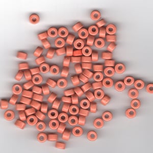 Peach Coral  Ceramic Beads 6x4mm hole about 2.5 mm Package of 100 beads #31