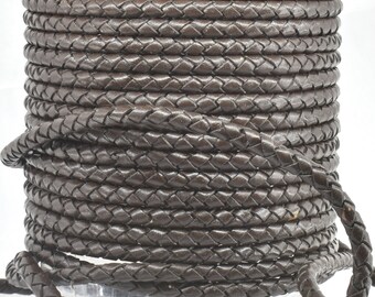 5mm chocolate-Brown Braided Leather Cord, 10 Meter Roll.