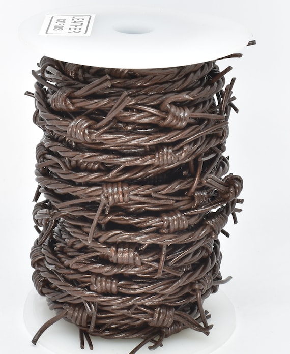 Brown Faux Barbed Wire Made From 3 Strands of 1.8 Mm Real Leather