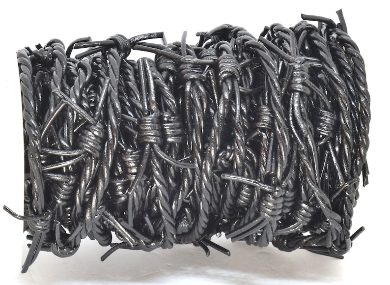 Black Barbed Wire Leather Cord 3 Strand of 1.8 Mm Leather Etsy