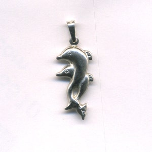 Tween Dolphins, 925 Sterling Silver pendant, hollow, double-faced 3D.   - Minoan Art.