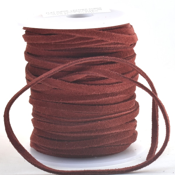 Cranberry Flat Suede Leather Lace 3 mm width, 25 M Spool Real Leather for making necklaces, chokers trimming leather crafts