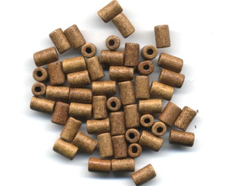 Package of 100 Camel Brown Ceramic Beads 6X10 mm, hole about 2.5 mm #25