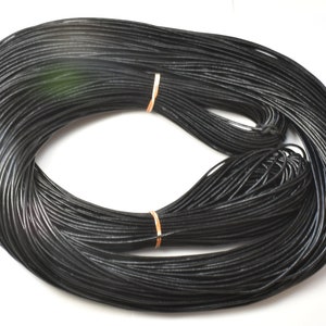 1.8 mm Black Leather Cord, 50 Meter Hank for making leather necklaces, leather bracelets, leather jewelry
