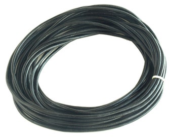 5 mm Black Round Leather Cord, 10 M Hank for leather cord necklaces, bracelets