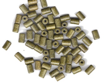 Package of 100 Natural Gray Ceramic Beads 6X10 mm, hole about 2.5 mm  #16