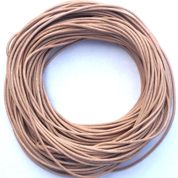 1.8 mm Natural Untreated Leather Cord, 25 meters Hank, Safe for Bird and Other Animal Toys