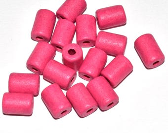 Paquete de 100 cuentas de cerámica rosa chicle de 6 x 10 mm, agujero de aproximadamente 2,5 mm n.° 38